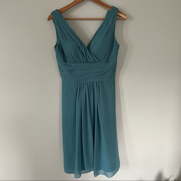 Bill Levkoff Chiffon Surplice A-line Gown • Glacier • 4 - Picture 1 of 7